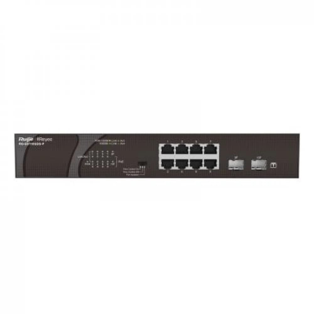 Коммутатор неуправляемый Reyee RG-ES110GDS-P, 8Gb x PoE, 2 SFP Uplink, PoE 120W