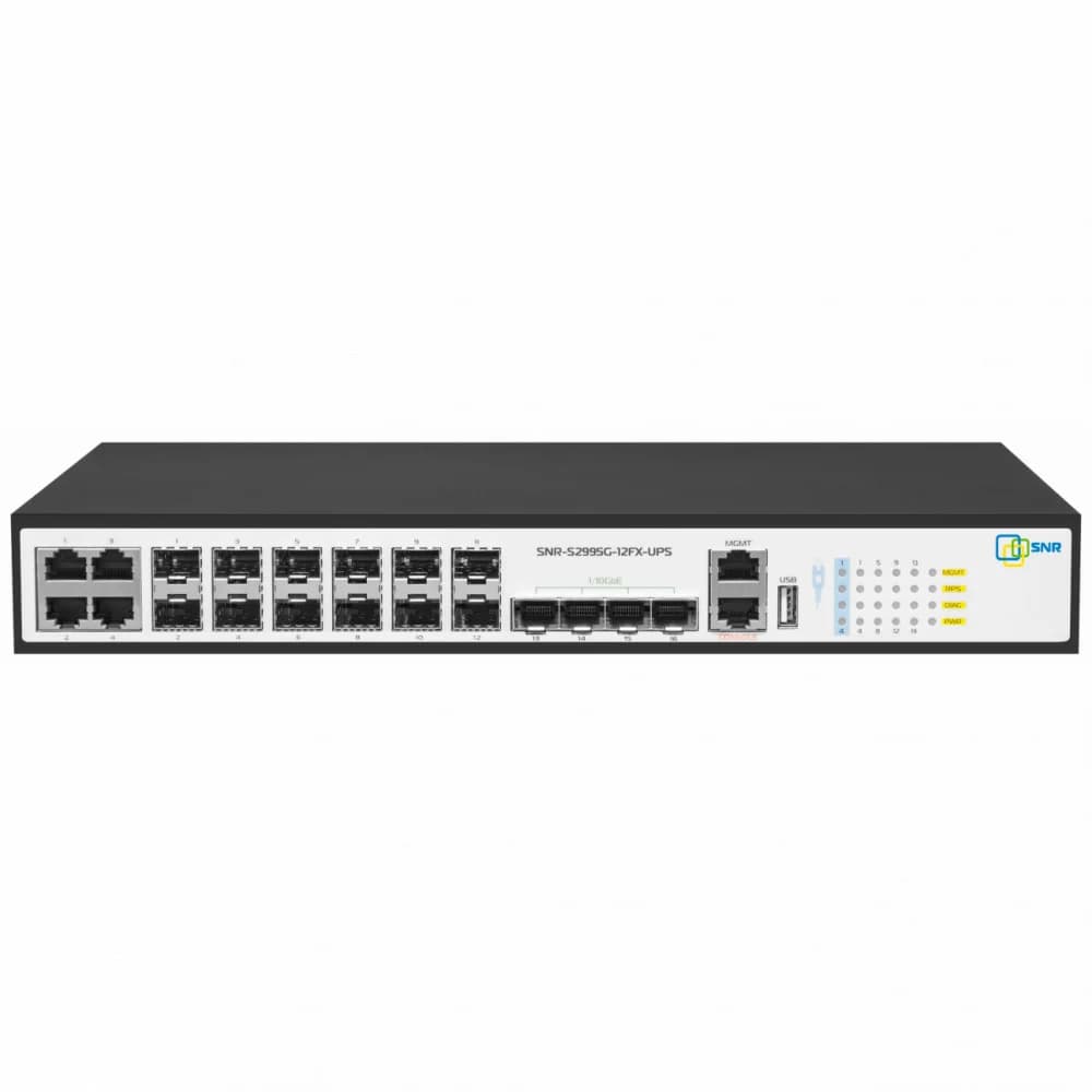 Управляемый коммутатор уровня 3, 8 портов 100/1000BaseX SFP, 4 Combo портов GE, 4 порта 1/10G SFP+, RPS DC 12V