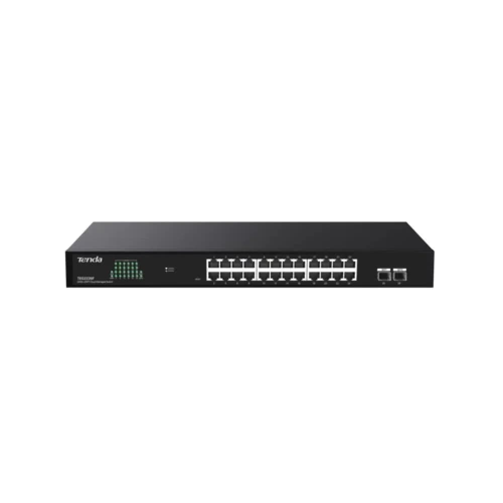 Tenda TEG2226F Коммутатор облачный управляемый, 24x1 Гбит/с, SFP 2x1 Гбит/с, установка в стойку, металлический корпус