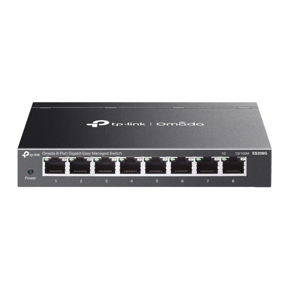 Коммутатор PoE+ GbE Easy Managed 8-портовый TP-Link Omada ES208GP < 8-port GbE 802.3af/at PoE+, IGMP Snooping, бюджет мощности PoE 63W, Omada SDN, 32 группы VLAN, PoE до 250 м, QoS, автоматическое