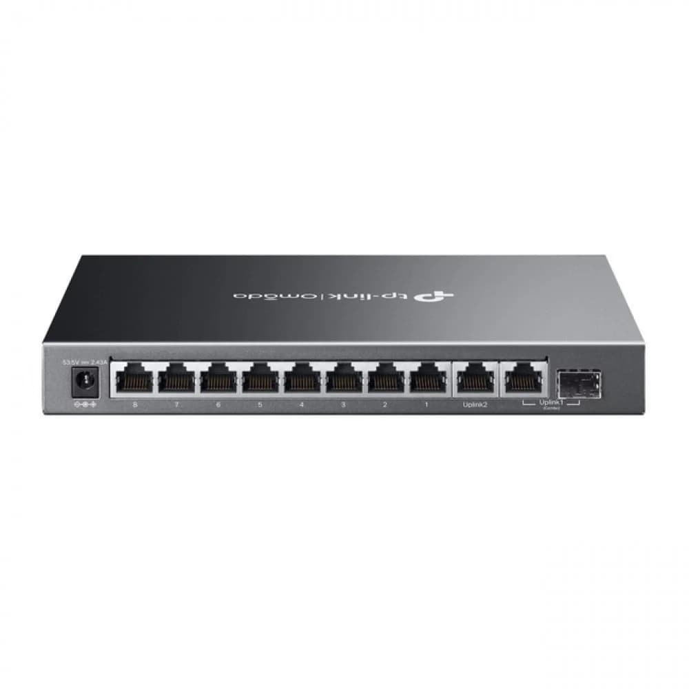 Коммутатор PoE+ GbE Easy Managed 10-портовый TP-Link Omada ES210GMP < 8-port GbE 802.3af/at PoE+, 1 порт GbE RJ45, 1 гигабитный SFP/RJ45 комбо-порт, QoS 802.1p/DSCP, IGMP Snooping, бюджет мощности