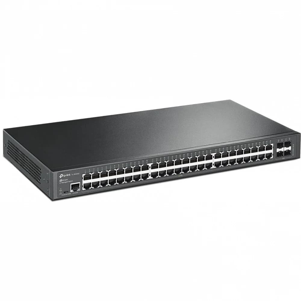 JetStream™ 48-Port Gigabit и 4-Port 10GE SFP+ L2+ Managed Switch with 48-Port PoE+ Порты: 48 × портов PoE+ 1 Гбит/с, 4 × слота 10 Гбит/с SFP+, консольный порт RJ45/Micro-USB Спецификация: 802.3at/af