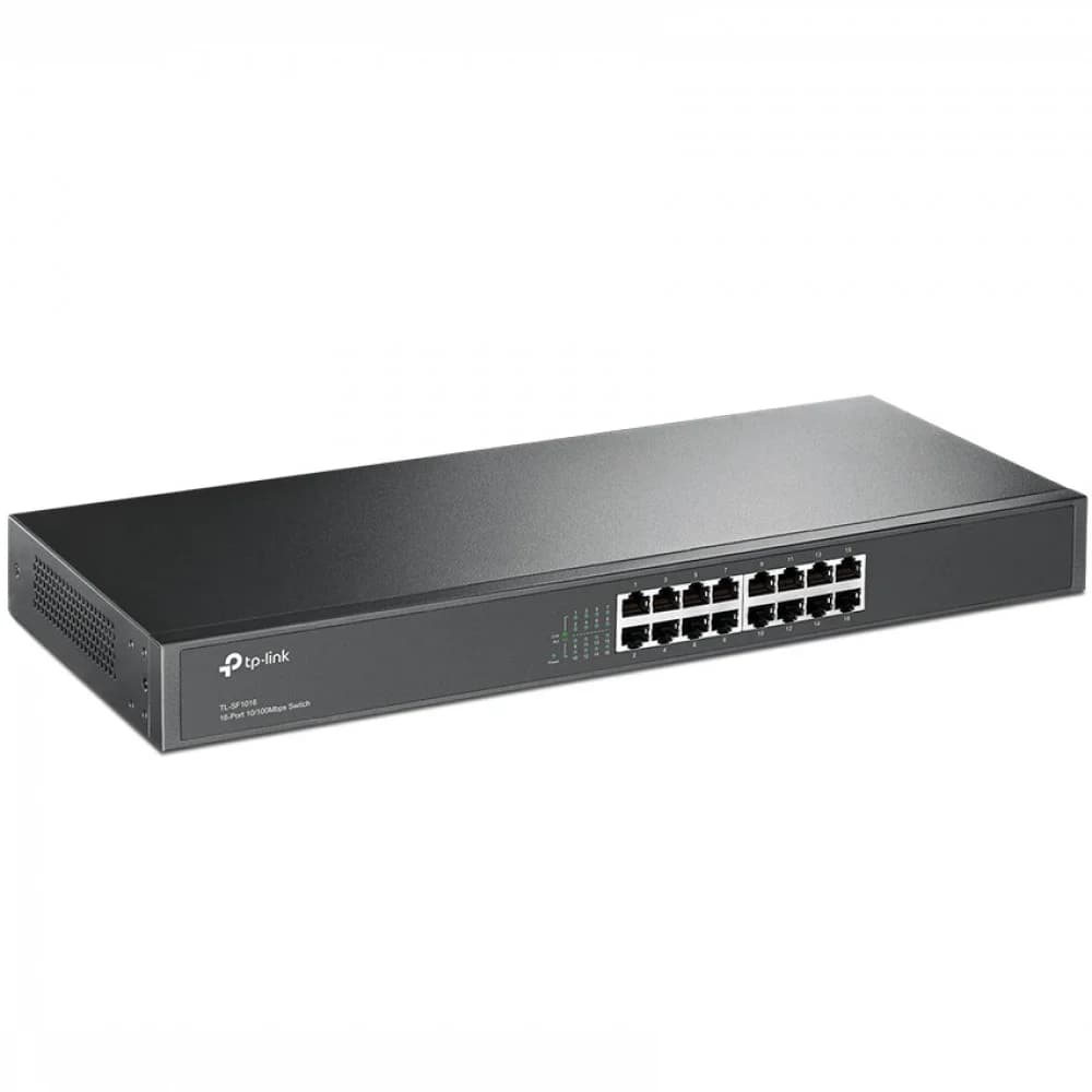 TL-SF1016 16-портовый 10/100 Мбит/с коммутатор, 16 портов RJ45 10/100 Мбит/с, 1U 19-дюймовый монтируемый в стойку стальной корпус (021511) {6}