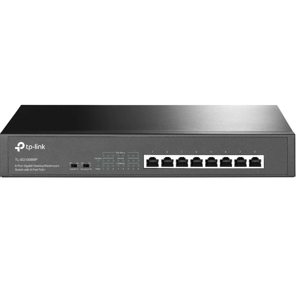 TL-SG1008MP 8-портовый гигабитный PoE+ коммутатор, 8 гигабитных портов RJ45, 8 портов с поддержкой PoE+, поддержка 802.3af/at, бюджет PoE+ до 126 Вт, стальной корпус монтируемый в 13' стойку 8 (0867