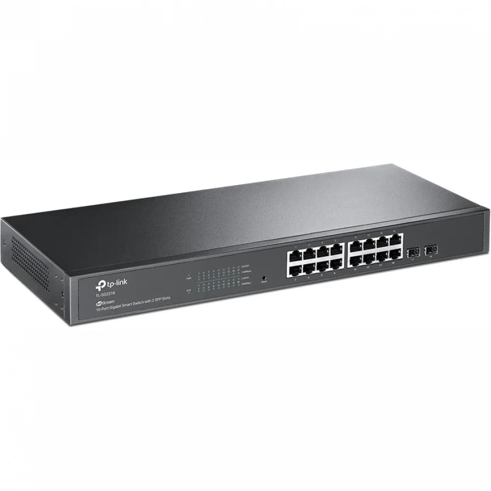 Коммутатор Smart GbE 16-портовый Tp-Link TL-SG2218 JetStream™ 16 10/100/1000Mbps RJ45 ports + 2 Gigabit SFP slots, 36Gbps