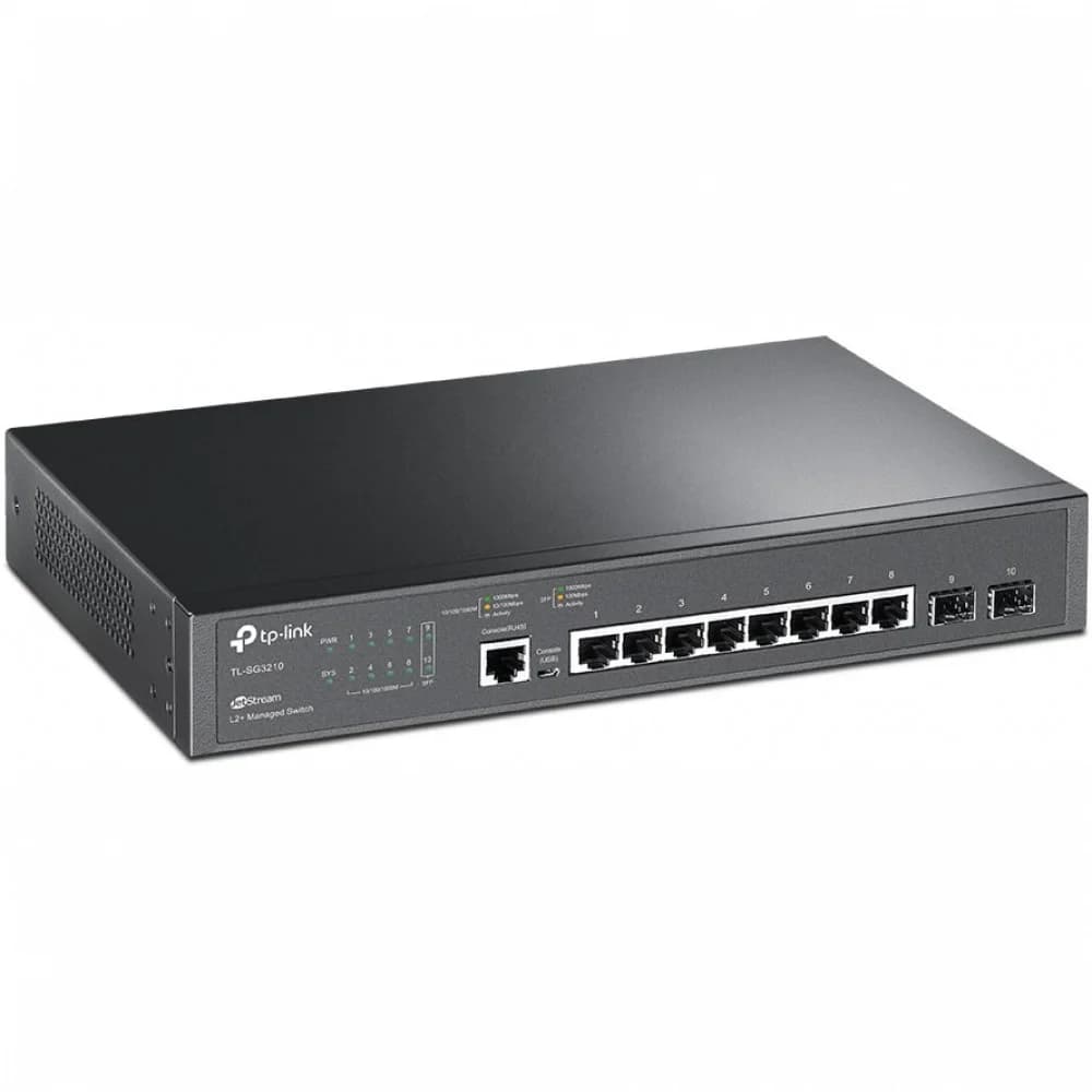 Коммутатор управляемый GbE 8-портовый Tp-Link TL-SG3210 JetStream™ 8-Port Gigabit L2 Lite Managed Switch with 2SFP Slots