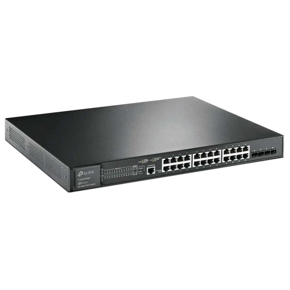 TP-Link TL-SG3428XMP JetStream 24-Port Gigabit and 4-Port 10GE SFP+ L2+ Managed Switch with 24-Port PoE+, RJ45/Micro-USB Console Port, 802.3at/af,384 W PoE Power,1U 19-inch Rack-mountable,Integratio