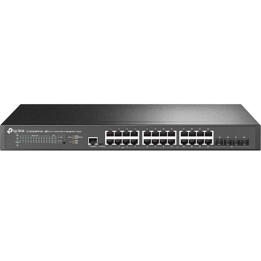 TP-Link TL-SG3428XPP-M2 Управляемый коммутатор JetStream уровня 2+ с 24 портами 2,5 Гбит/с (8 портов PoE++, 16 портов PoE+) и 4 портами SFP+ 10 Гбит/с