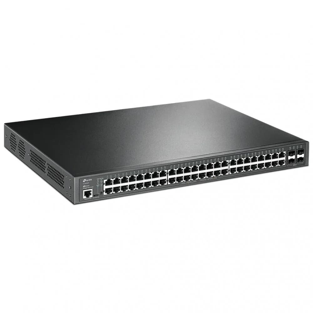 TP-Link TL-SG3452P, JetStream управляемый PoE-коммутатор уровня 2+ на 48 гигабитных портов и 4 гигабитных uplink-порта, бюджет PoE - 384 Вт