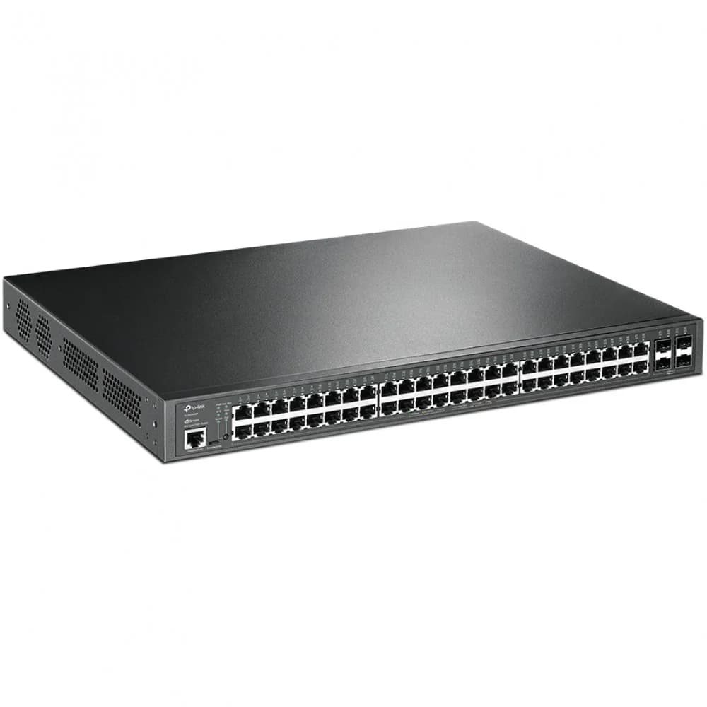 Коммутатор PoE+ управляемый GbE 48-портовый Tp-Link TL-SG3452P JetStream™ 48 портов GbE PoE+ 802.3af/at (max 30W на порт), 4 гигабитных SFP-слота, коммутационная матрица 104 Гбит/с, консольный порт