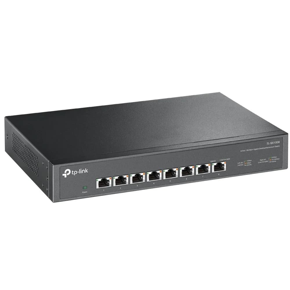 8-port 10G Unmanaged Switch, 8 100/1G/2.5G/5G/10G RJ-45 ports, 1 Fan