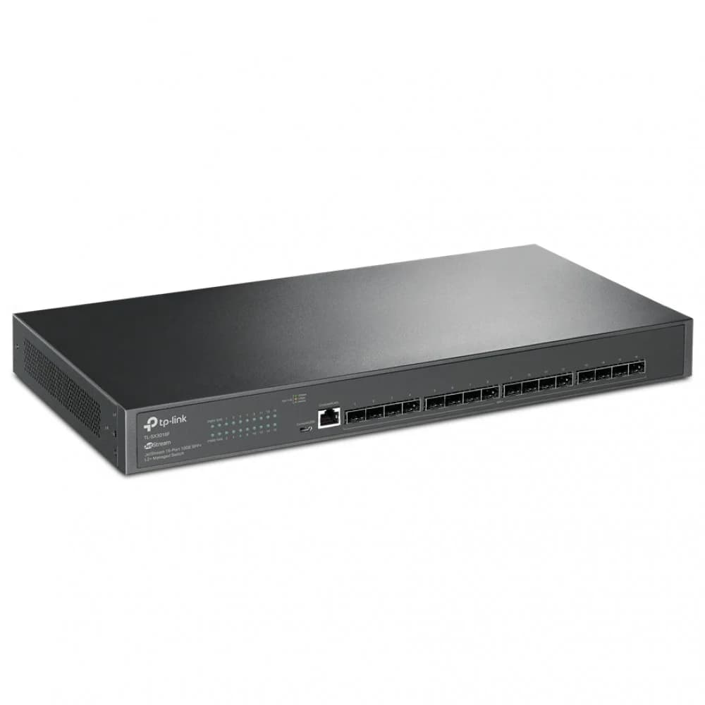 Коммутатор управляемый оптический SFP+ 10GE 16-портовый Tp-Link TL-SX3016F <JetStream управляемый коммутатор уровня 2+, 16 слотов SFP+ 10GE, 1 консольный порт RJ45 ,1 консольный порт Micro-usb, Инте
