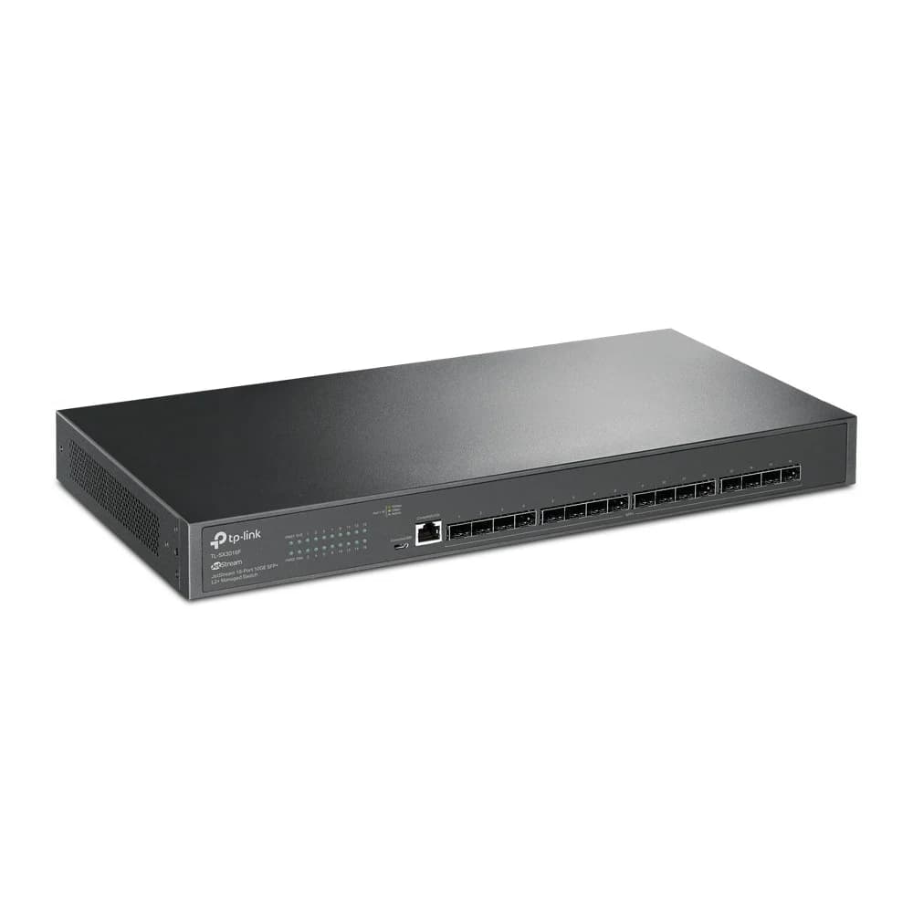 JetStream 16-Port 10GE SFP+ L2+ Managed SwitchPORT: 16× 10G SFP+ Slots, RJ45/Micro-USB Console PortSPEC: 1U 19-inch Rack-mountable Steel CaseFEATURE: Integration with Omada SDN Controller, Static Ro