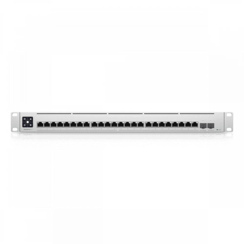 Ubiquiti Switch Enterprise XG 24 Layer 3 switch with (24) 10GbE RJ45 ports and (2) 25G SFP28 ports.