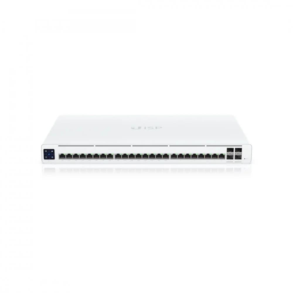 Сетевой коммутатор, Ubiquiti, UISP-S-Pro, UISP Switch, управляемый L2, 24 порта 100/100/1000 Mbps RJ-45 (LAN1–16 с пассивным PoE 27В), uplink/downlink, сенсорный ЖК-дисплей, Passive PoE, бюджет 220В