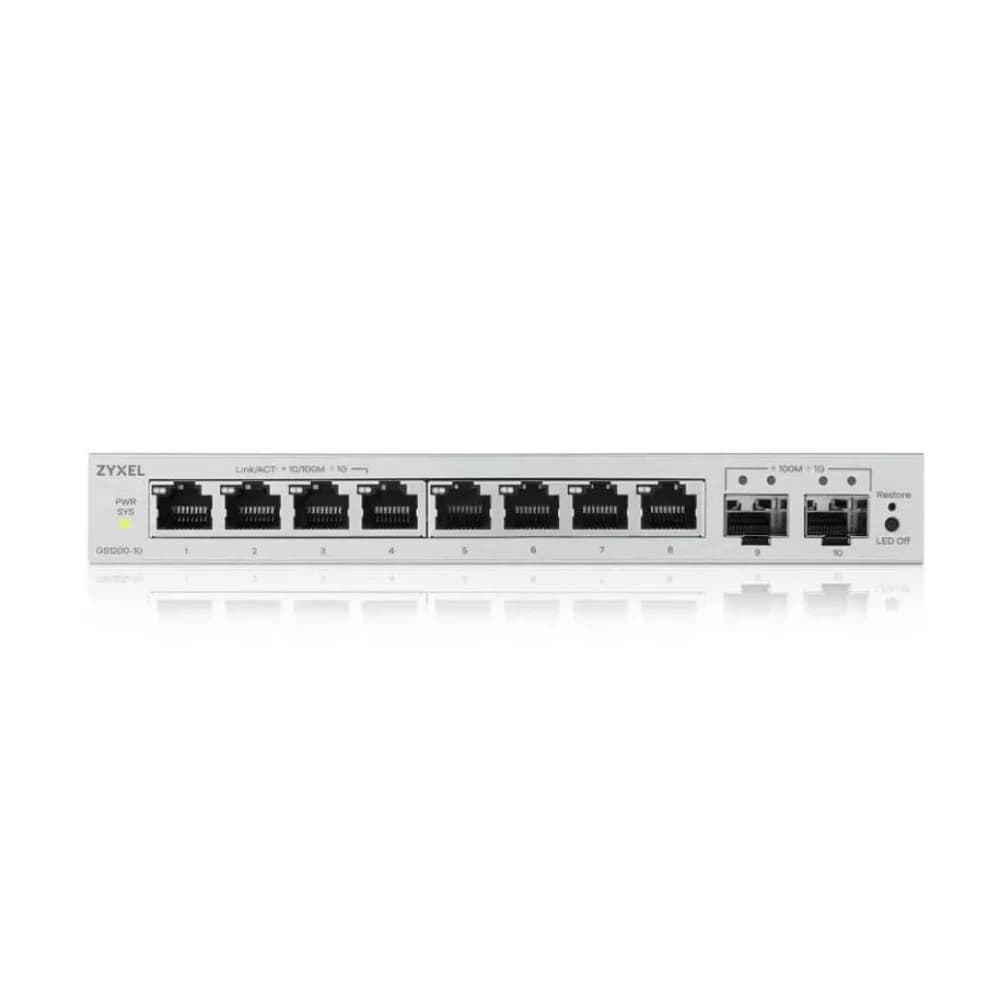 Коммутатор/ ZYXEL Web-managed Gigabit Switch Zyxel GS1200-10v3, 8xRJ-45: 1G, 2xSFP, desktop, fanless