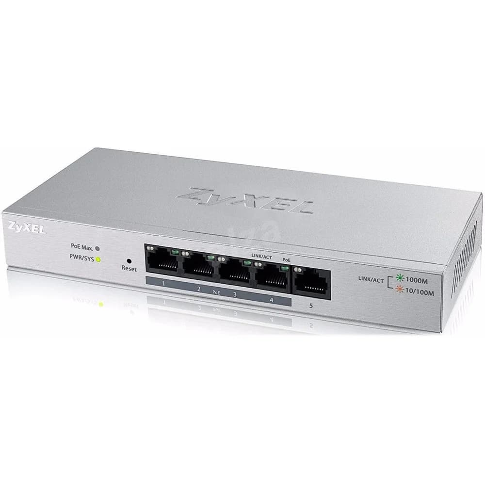 ZYXEL GS1200-5HP V2, 5 Port Gigabit PoE+ webmanaged Switch, 4x PoE, 60 Watt