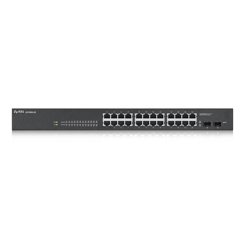Smart L2 коммутатор Zyxel GS1900-24, rack 19", 24xGE, 2xSFP, бесшумный