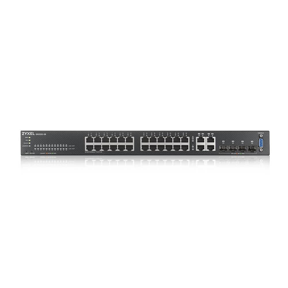 Zyxel NebulaFlex Pro GS2220-28 Hybrid L2 Switch, rack 19 ", 24xGE, 4xCombo (SFP / RJ-45), silent, standalone / cloud management