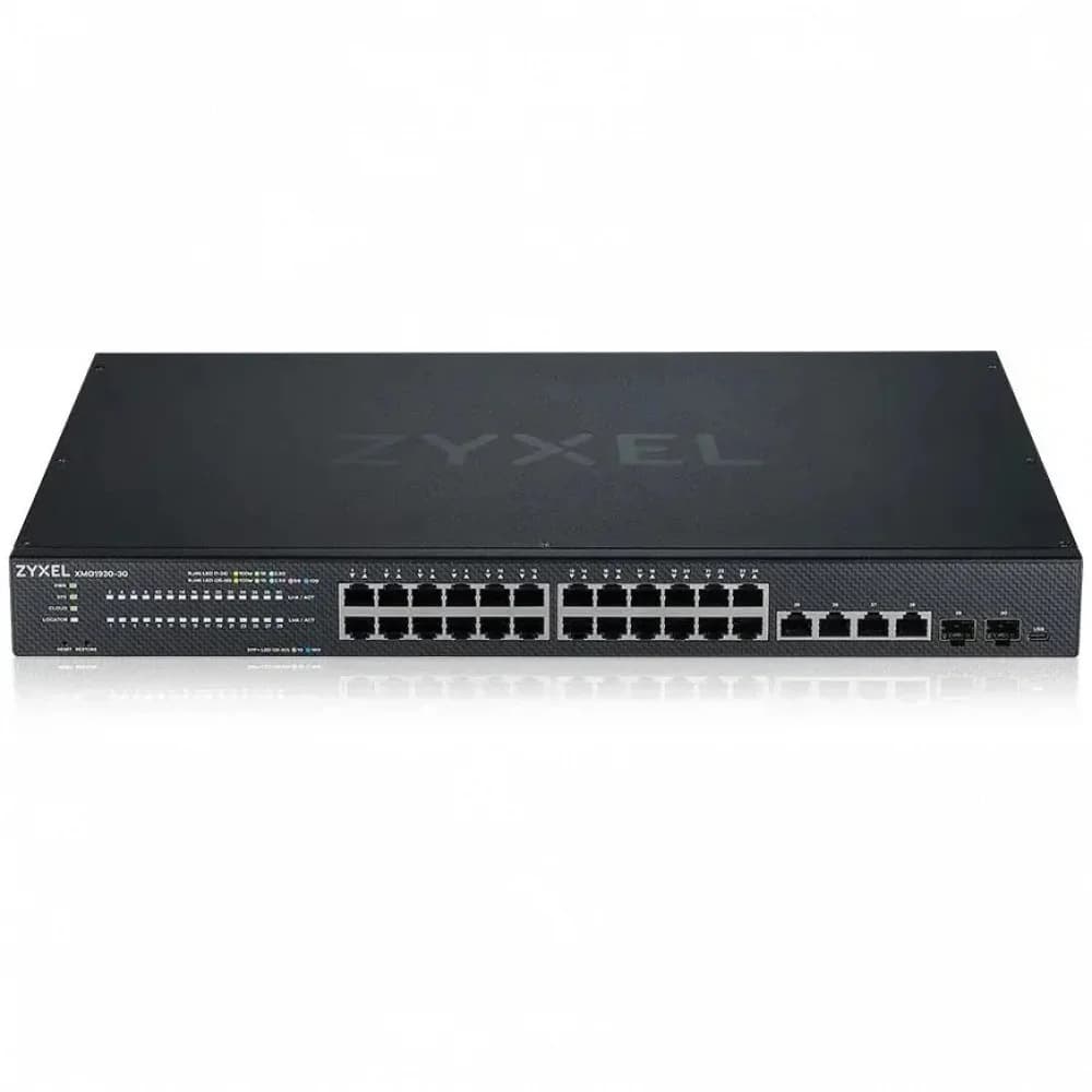Гибридный Smart L2+ коммутатор Zyxel NebulaFlex XMG1930-30, rack 19", 24xRJ-45: 1/2.5G, 4xRJ-45: 1/2.5/5/10G, 2xSFP+, автономное/облачное управление