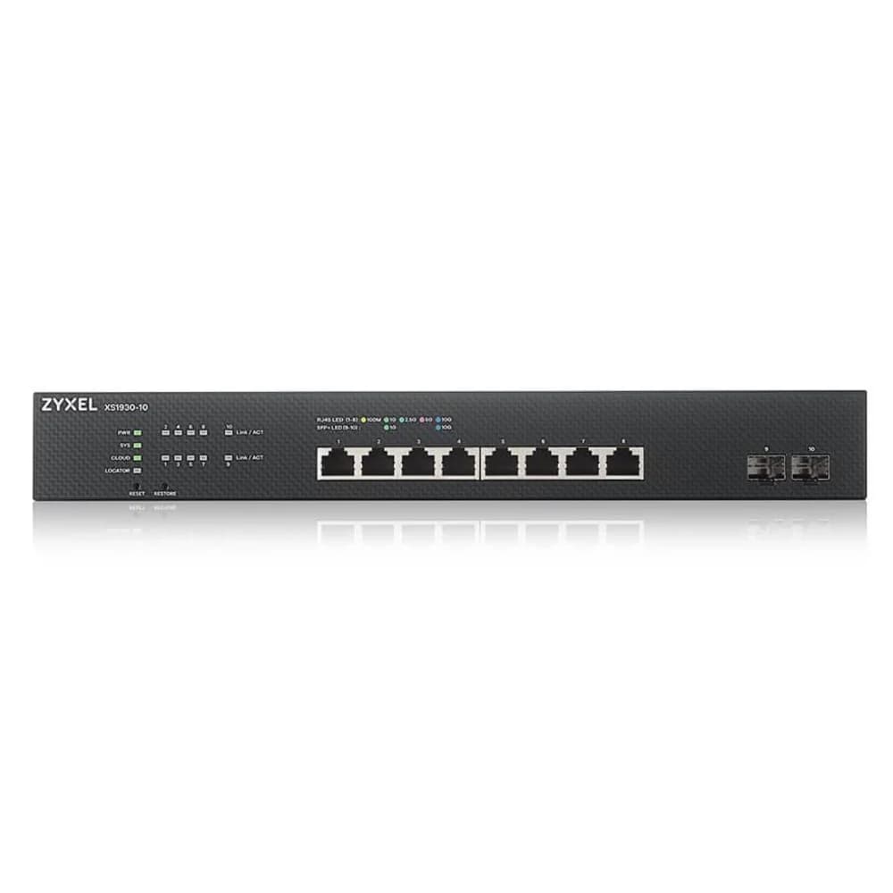 ZYXEL Hybrid Smart Switch Zyxel NebulaFlex XS1930-10, rack 19 ", 8xRJ-45: 1 / 2.5 / 5 / 10G, 2xSFP +, standalone / cloud management