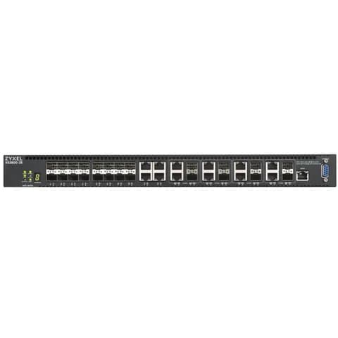 Коммутатор Мультигигабитный L3 Core Zyxel NebulaFlex Pro XS3800-28, rack 19", 4xRJ-45: 1/2,5/5/10G, 8xCombo (SFP: 1/10G, RJ-45: 1/2,5/5/10G), 16xSFP+, стекируемый (до 4), 2 блока питания в комплекте
