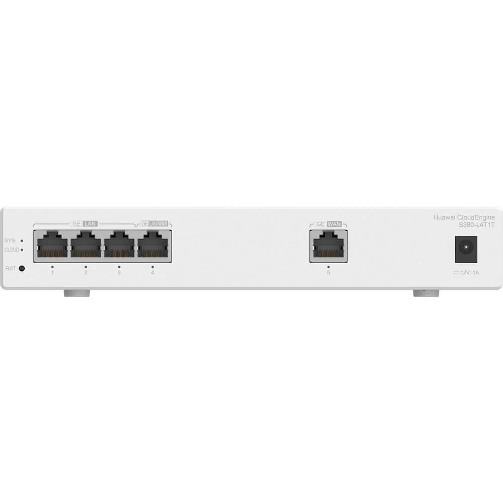 Маршрутизатор, Huawei, S380-L4T1T, 1 порт WAN 10/100/1000M RJ-45, 4 порта LAN 10/100/1000M RJ-45, поддержка до 150 пользователей, производительность пересылки 2 Гбит/с