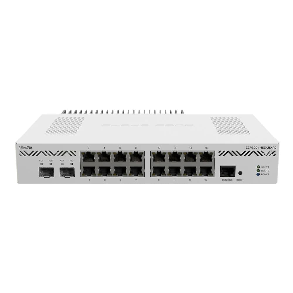 Сетевой Маршрутизатор MikroTik CCR2004-16G-2S+PC (16xGb LAN, 2xSFP+, 128Mb, ARM, USB 3.0)