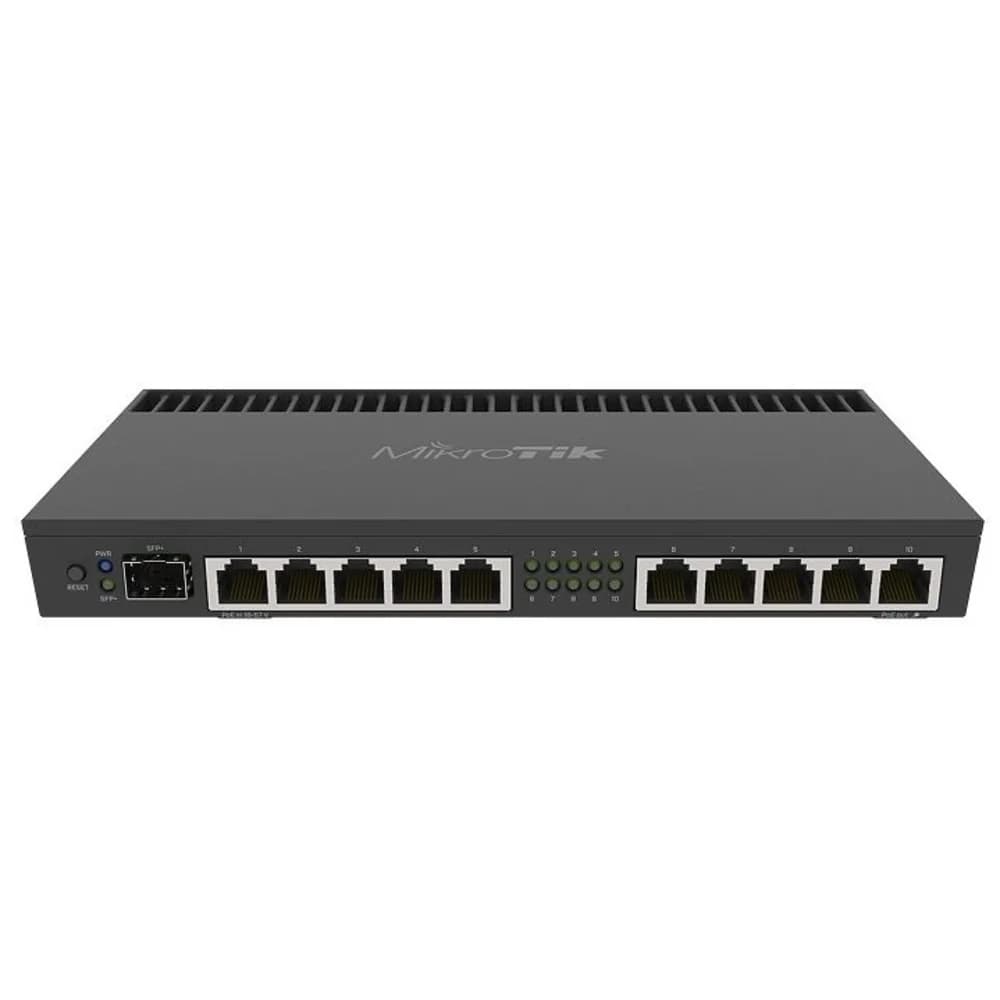 MikroTik RouterBOARD 4011iGS+ with Annapurna Alpine AL21400 Cortex A15 CPU (4-cores, 1.4GHz per core), 1GB RAM, 10xGbit LAN, 1xSFP+ port, RouterOS L5, desktop case, rackmount ears, PSU