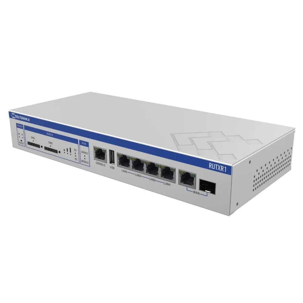 Маршрутизатор TELTONIKA/RUTXR1 Промышленный/WAN 1xRJ45 or SFP 1Gbps, 2xMiniSIM – 2FF 4G/LTE (Cat 6)/LAN 4xRJ45 1Gbps/Wi-Fi 802.11ac/USB(A)/2xSMA LTE,