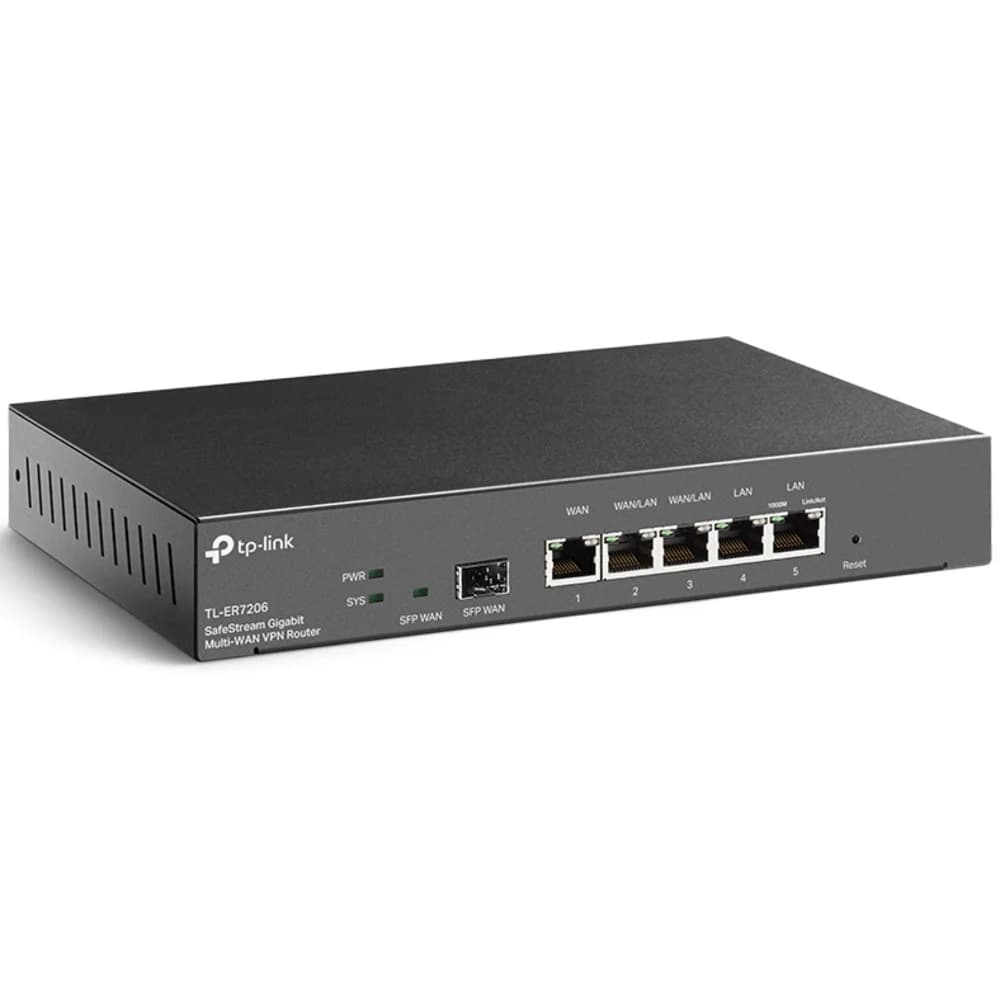 Gigabit multi-WAN VPN router, 1 Gb SFP WAN,1 Gb RJ-45 WAN, 2 Gb WAN/LAN, 2 Gb fixed LAN ports