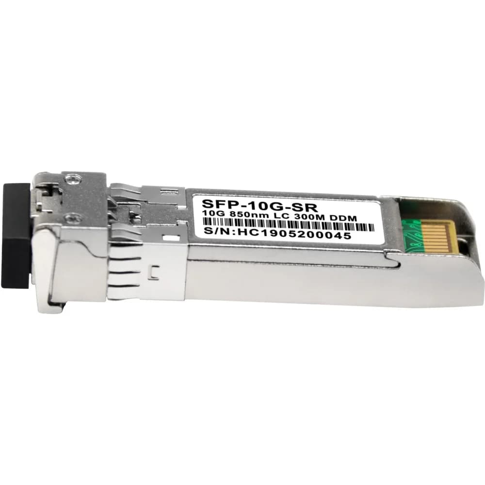 10 гигабитный модуль с форм-фактором SFP+ для 10G Ethernet, соответствует стандарту 10GBASE-SR. Предназначен для работы в многомодовом оптическом волокне (Multi mode fiber, MMF), максимальная дально