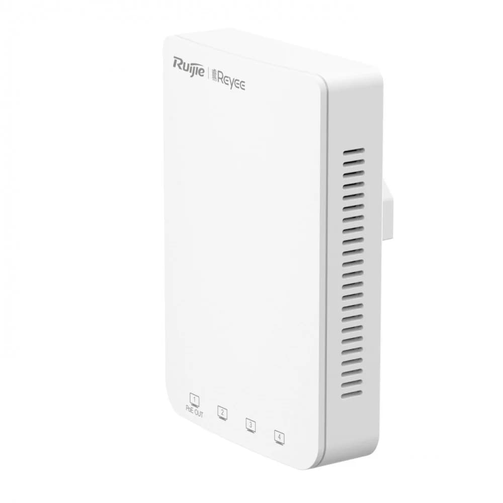 Reyee AC1300 Dual Band Wall Access Point, 867Mbps at 5GHz + 400Mbps at 2.4GHz, 4 10/100base-t Ethernet port, 1uplink port, Internal Antennas,support 802.11a/b/g/n/ac Wave1/Wave2