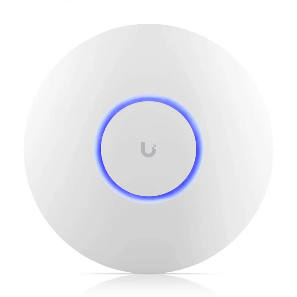 Ubiquiti U6+ access point. WiFi 6 model with throughput rate of 573.5 Mbps at 2.4 GHz and 2402 Mbps at 5 GHz. No POE injector included. UI recommends U-POE-AF or POE switch