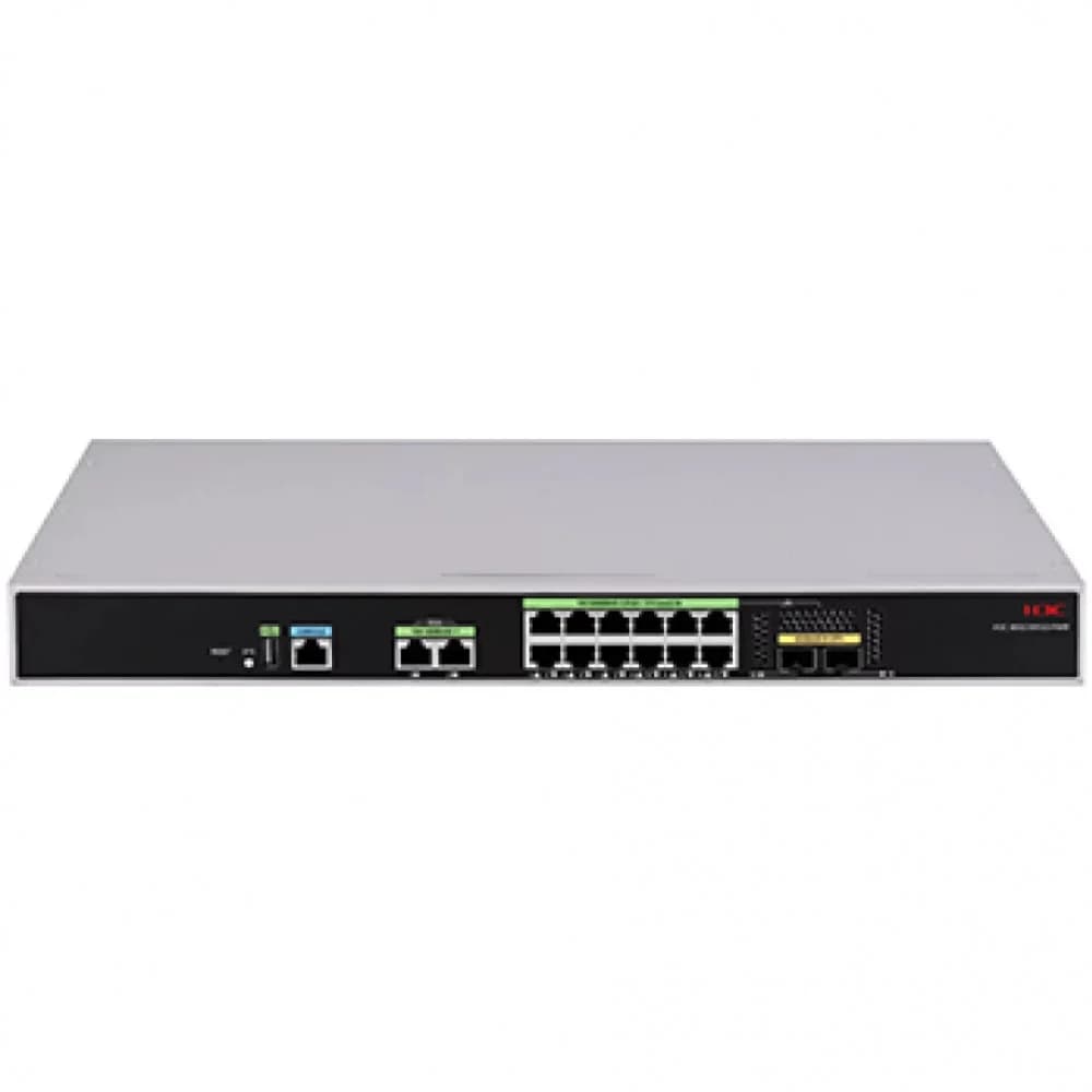 Контроллер беспроводного доступа, H3C, EWP-WSG1812X-PWR, 2 порта SFP+ 10G, 12 портов 10/100/1000M (802.3bt, 250 m long distance PoE), 2 порта WAN 10/100/1000M, Пропускная способность беспроводной се