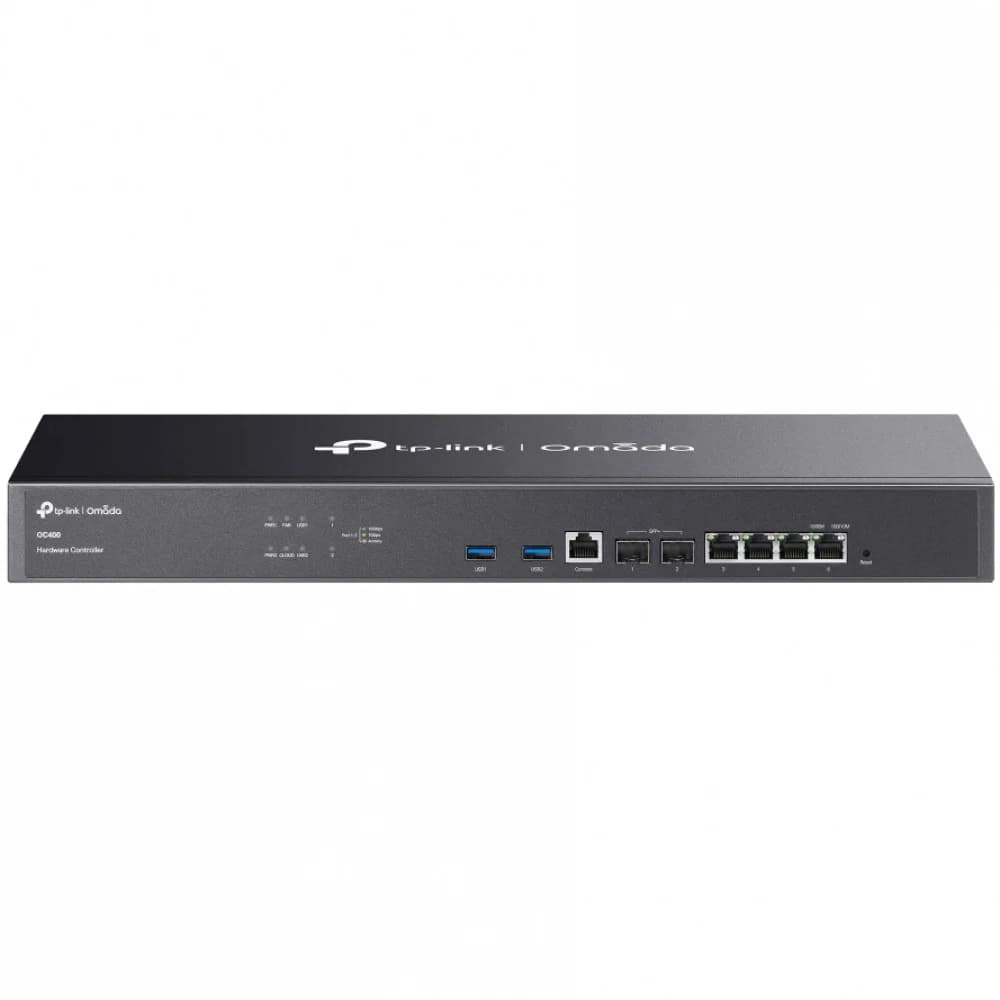 Контроллер точек доступа облачный TP-Link OC400 < Omada SDN, 2 слота 10GE SFP+, 4 порта GbE RJ45, 2 порта USB 3.0, 1 консольный порт GbE, 100–240 В~50/60 Гц, 0.6 A, до 1 000 точек доступа Omada, 2
