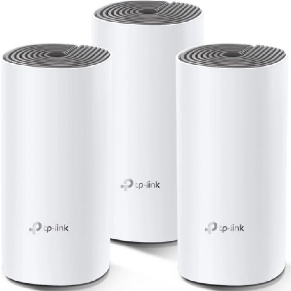 Deco E4(3-pack) AC1200 Домашняя Mesh Wi-Fi система, чипсет Qualcomm, 867 Мбит/с на 5 ГГц + 300 Мбит/с на 2,4 ГГц, поддержка стандартов 802.11ac/a/b/g/n, 2 10/100 Мбит/с порта Ethernet, 2 встроенные