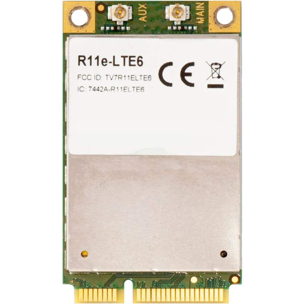 R11e-LTE6 2G/3G/4G/LTE miniPCi-e card with 2 x u.FL connectors for International & United States bands 1/2/3/5/7/8/12/17/20/25/26/38/39/40/41n