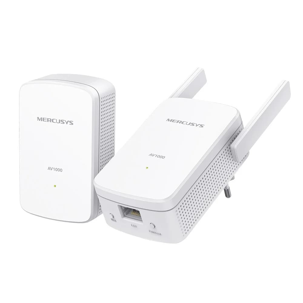 Сетевой адаптер Powerline Mercusys MP510 KIT AV1000 Комплект гигабитных Wi-Fi адаптеров Powerline, Wi-Fi 300 Мбит/с на 2.4 ГГц, 1000 Мбит/с по Powerline, 1 порт 1 Гбит/с, поддержка HomePlug AV2, 2 у