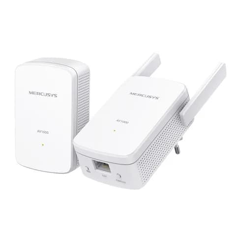 Сетевой адаптер Powerline Mercusys MP510 KIT AV1000 Комплект гигабитных Wi-Fi адаптеров Powerline, Wi-Fi 300 Мбит/с на 2.4 ГГц, 1000 Мбит/с по Powerline, 1 порт 1 Гбит/с, поддержка HomePlug AV2, 2 у