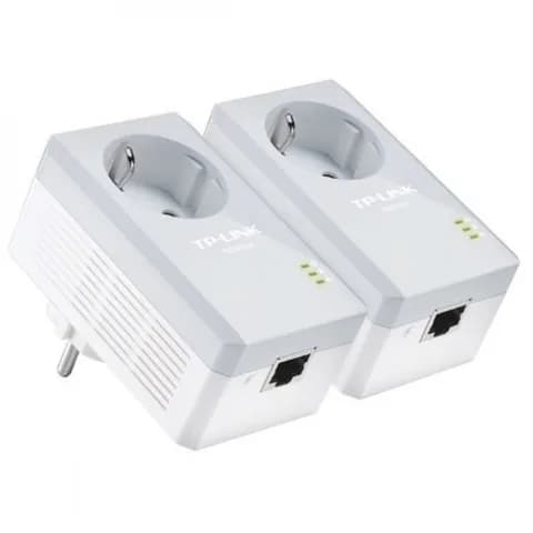 Сетевой адаптер Powerline Tp-Link TL-PA4010P KIT < AV600 AC Pass Through 2-Pack Kit, до 600Mbps, HomePlug AV, Ethernet Port 10/100Mbps, комплект из 2-х адаптеров>