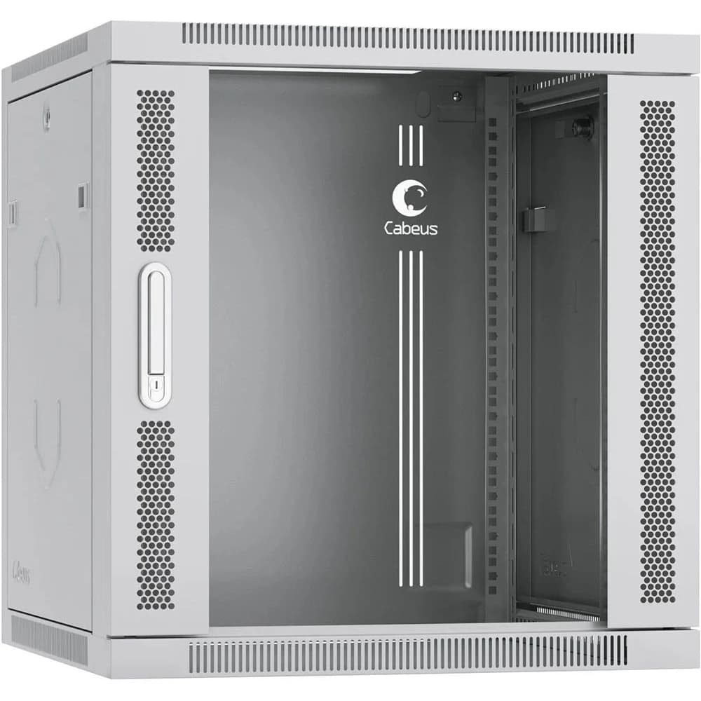 Cabeus SH-05F-12U60/60-R Шкаф телекоммуникационный настенный разобранный 19" 12U 600x600x635mm (ШхГхВ) дверь стекло, цвет серый (RAL 7035)