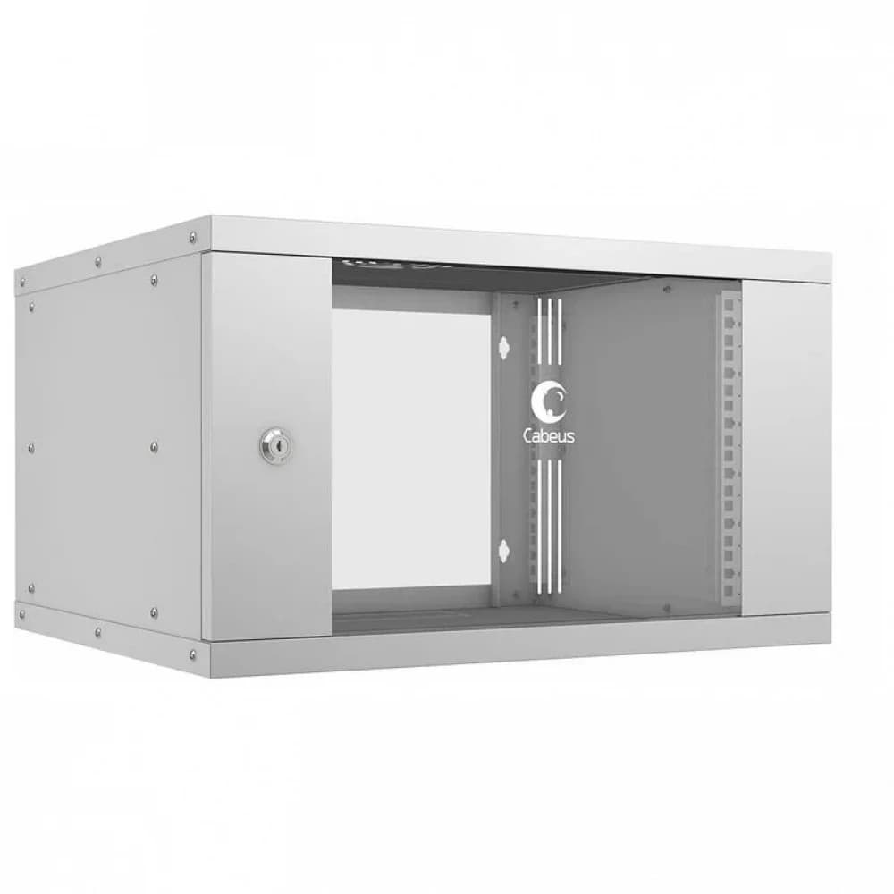 Cabeus WSC-05D-6U55/45 Шкаф телекоммуникационный настенный 19" 6U, серия LIGHT разборный, дверь стекло, цвет серый
