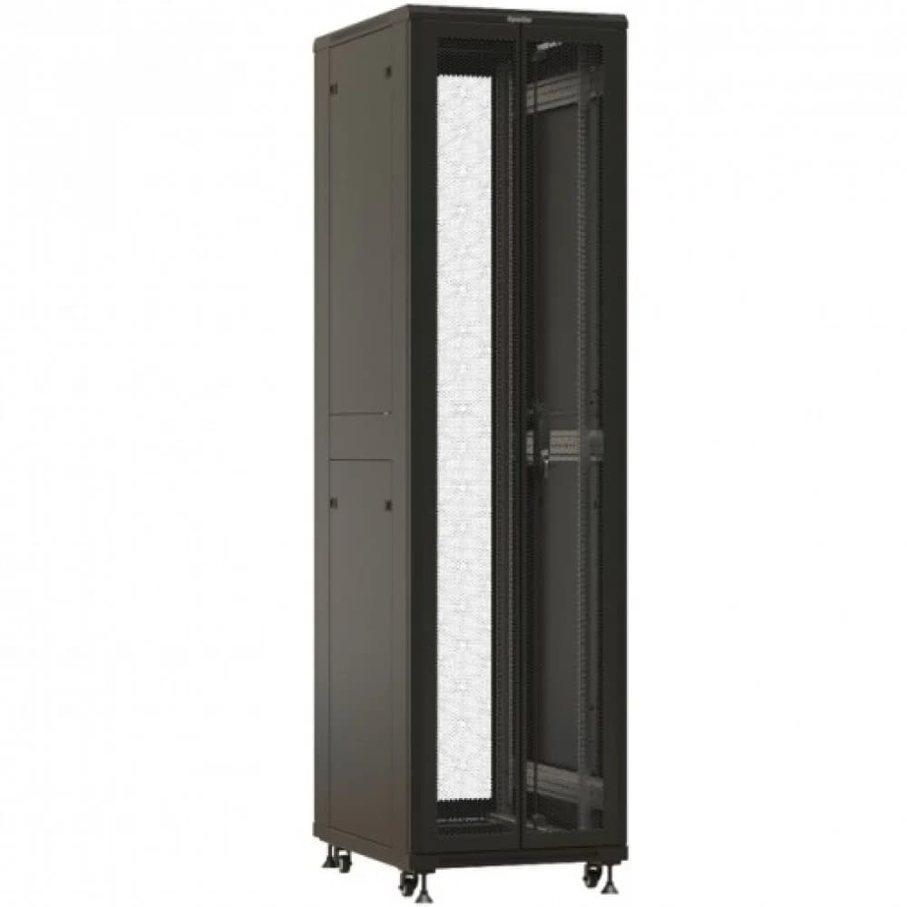 Шкаф Hyperline TTBR-4762-DD-RAL9004 Шкаф напольный 19-дюймовый, 47U, 2277x600х1200 мм (ВхШхГ), передняя и задняя распашные перфорированные двери (75%), ручка с замком, цвет черный (RAL 9004)(разобра