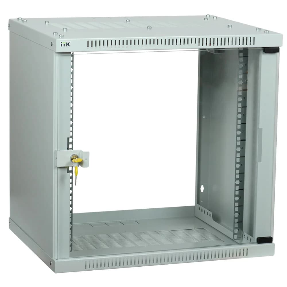 Шкаф LINEA WE 9U 600x600мм дверь стекло серый