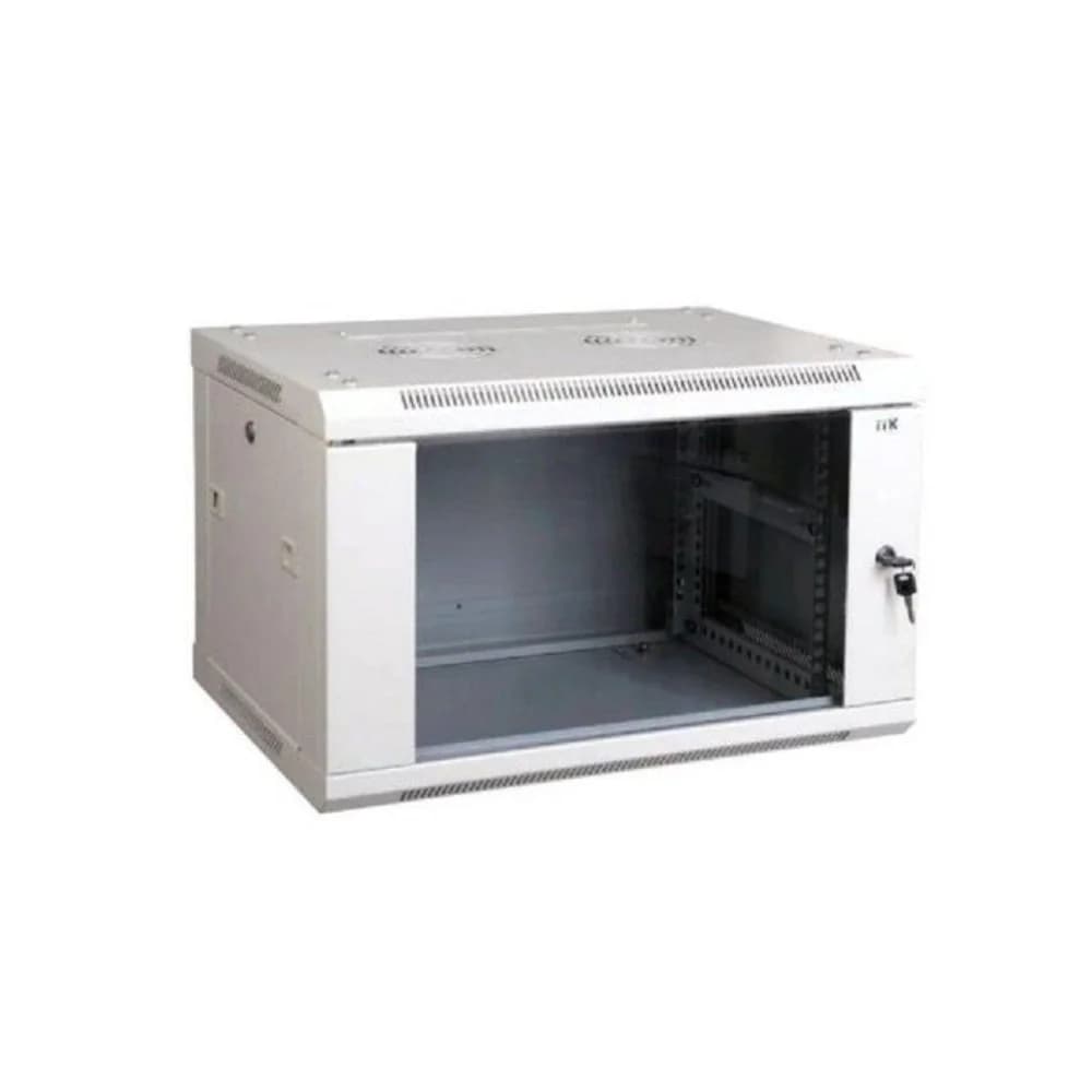 19" настенный шкаф 12U 600x450, стекл. передняя дверь, серый (плоск. упак)