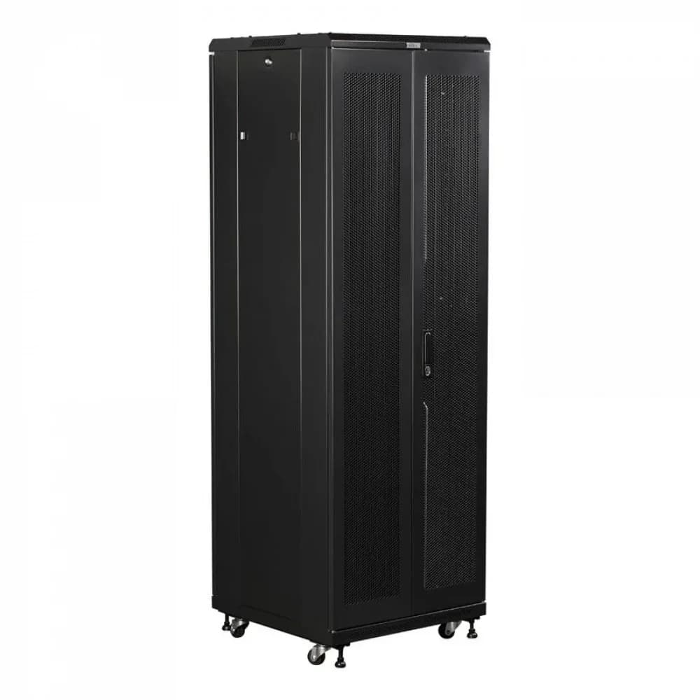 Шкаф серверный Lanmaster (TWT-CBB-42U-8X10-G1) напольный 42U 800x1000мм пер.дв.стекл задн.дв.двуст. 2 бок.пан. 800кг черный IP20