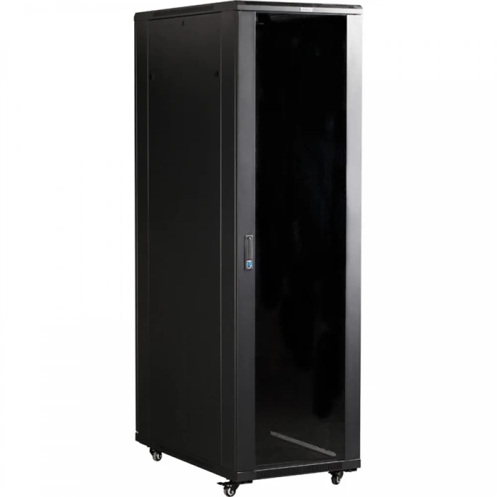 Шкаф 19" Business, 27U 600x800, черный, передняя дверь стекло, задняя дверь распашная металл