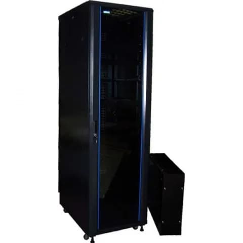 Шкаф коммутационный Lanmaster (TWT-CBB-42U-6X10-G1) напольный 42U 600x1000мм пер.дв.стекл задн.дв.спл.стал.лист 2-хст. 2 бок.пан. 800кг черный IP20