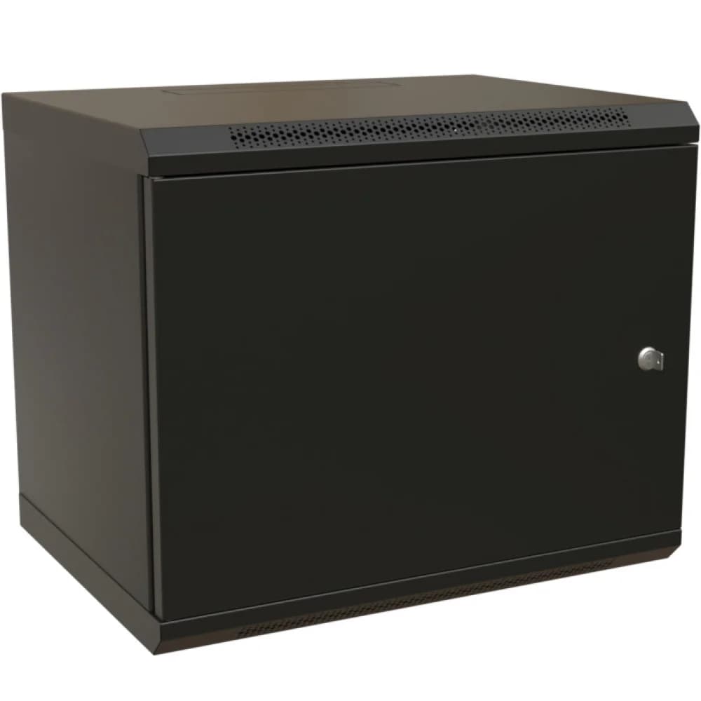 WRline WR-TW-1545-SR-RAL9004 Шкаф настенный 19-дюймовый (19"), 15U, 775x600х450мм, цельнометаллическая дверь с замком, цвет черный (RAL 9004) (разобранный)